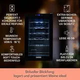 Klarstein Shiraz 24 Uno Weinkühlschrank, 1 Zonen Getränkekühlschrank Klein, Kleiner Weinschrank 63L, Wein-Kühlschrank Klein mit Glastür, Indoor/Outdoor
