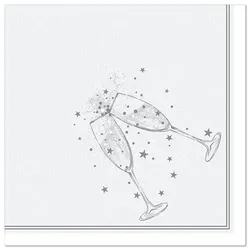 PAPSTAR 50 Servietten "ROYAL Collection" 1/4-Falz 40 cm x 40 cm silber "Festivity"