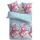 BestLivings Bettwäsche Satin Frühjahresblumen Blau 135 x 200 cm + 80 x 80 cm