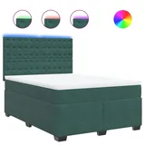 vidaXL Boxspringbett 140 x 200 cm Dunkelgrün