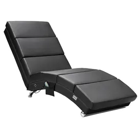 CASARIA Relaxliege London Kunstleder 186 x 89 x 55 cm Schwarz mit Massage und Heizfunktion
