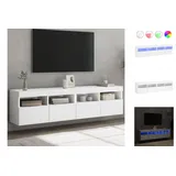 vidaXL TV-Wandschränke mit LED-Leuchten 2 Stk. Weiß 80x30x40 cm