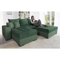 COLLECTION AB Ecksofa Josy L-Form, mit Bettfunktion und Bettkasten, Federkern grün