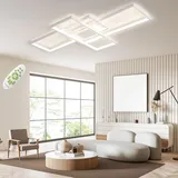 TJSC LED Deckenleuchte Dimmbar Modern Deckenlampe Wohnzimmer, Weiß Wohnzimmerlampe, Rechteckige Deckenstrahler Mit Fernbedienung, Schlafzimmer Energiespar Lampen für Schlafzimmer Wohnzimmer, 140cm