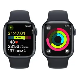 Apple Watch Series 9 GPS 41 mm Aluminiumgehäuse mitternacht, Sportarmband mitternacht S/M