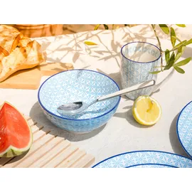 CreaTable Kombiservice Mediterran 16-tlg. blau/Traditionell keramische Motive