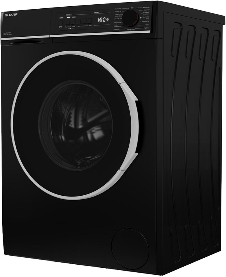 Sharp Waschmaschine ES-BRO814BA-DE, 8 kg, 1400 U/min, Einfaches Bügeln schwarz