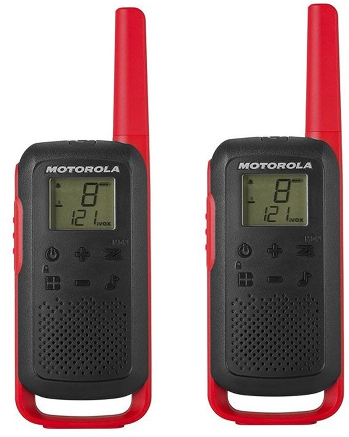 Motorola Talkabout T62 PMR-Funkgeräte (2er Set, PMR446, 16 Kanäle und 121 Codes, Reichweite 8 km) rot