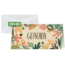 Sigel 10 Gutschein-Karten DIN lang »Colorful plants«, 22x11 cm