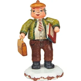 Hubrig Volkskunst Zschorlau Erzgebirge Winterkinder Herr Lehrer 8 cm braun/bunt/grün