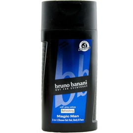 bruno banani Fragrance Magic Man Showergel, 3-in-1 Duschgel für Körper, Haar und Gesicht, mit holzig-frischem Herrenduft, 250 ml