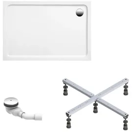 Schulte Duschwanne Adria 100x90 Cm - Komplett Set Mit Fußgestell Und Ablaufgarnitur - Hochwertiges Sanitäracryl In Weiß Glänzend - Schulte