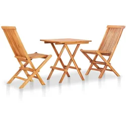 vidaXL 3-tlg. Bistroset mit Blauen Kissen Massivholz Teak