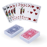 Bestlivings Spielesammlung, Gesellschaftsspiel 06671 Spielkarten, Kartenspiel 2 x 55 Blatt Profiqualität Rommé Bridge Canasta Poker Skat blau|bunt|rot