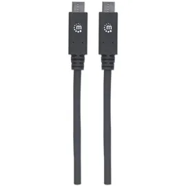 Manhattan USB-Kabel USB 3.2 Gen1 (USB 3.0 / USB 3.1 Gen1) USB-C® Stecker, USB-C® Stecker 1.00 m Schwarz beidseitig verwendbarer