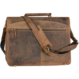 GREENBURRY Vintage Aktentasche Leder 40 cm Laptopfach braun