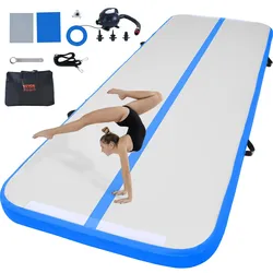 VEVOR Gymnastik-Luftmatte Aufblasbare Gymnastik-Tumbling-Matte, Tumbling-Bahn mit Elektrischer Pumpe, 300 x 101 x 10 cm Trainingsmatten für den Heimgebrauch/Fitnessstudio/Yoga/Cheerleading Blau