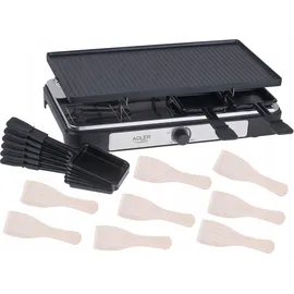 Adler AD 6616 Raclette Elektrogrill Tisch, 1400 W, Schwarz/Edelstahl (AD 6616)
