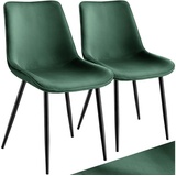 Tectake tectake® 2er Set Stuhl, gepolstert, in Samtoptik, schwarze Stahlbeine, 48 x 59 x 82,5 cm