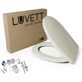 LUVETT WC-Sitz C100 mit Absenkautomatik, Duroplast sanitär, Universelle O-Form (Komplett-Set, Inklusive 3 Befestigungsarten), mit Original SoftClose® Absenkautomatik, Duroplast weiß