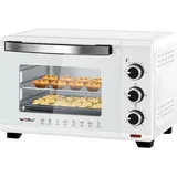 Woltu Mini Backofen 21 L, elektrischer Minibackofen, Miniofen, Pizzaofen, 1280 W, 100-230 °C, Timer 60 Min., Ober-/Unterhitze, Doppelverglasung, Weiß