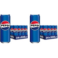 Pepsi Cola, Das Original von Pepsi, Koffeinhaltige Cola in der Dose, EINWEG Dose (24 x 0.33 l) (Verpackungsdesign kann abweichen) (Packung mit 2)