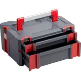 Connex Systembox - Mit zwei Schubladen - 13,5 Liter Volumen - 80 kg Tragfähigkeit - Individuell erweiterbares System - Stapelbar - Aus robustem Kunststoff / Stapelbox / Werkzeugkiste / COX566208