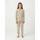NAME IT Schlafanzug NKFNIGHTSET OATMEAL AVOCADO NOOS (Set, 2 tlg) im lustigen Avocado-Alloverprint beige 98/104 EU