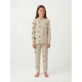 NAME IT Schlafanzug NKFNIGHTSET OATMEAL AVOCADO NOOS (Set, 2 tlg) im lustigen Avocado-Alloverprint beige 98/104 EU
