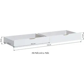 Hoppekids Bettschubkasten HOPPEKIDS "ECO Comfort", weiß, B:153cm H:19cm T:60cm, MDF, Massivholz, Schubladen, Bettschubkasten, auf Rollen in verschiedenen Farben erhältlich 2 St.