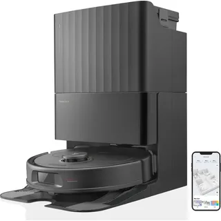 Roborock Qrevo Pro Saugroboter mit Wischfunktion&Hebarem Wischmopp, FlexiArm DesignTM Kantenreinigung, 60 °C Heißwasser-Moppwäsche, FlexiArm-Design, Kantenwischsystem, Schwarz