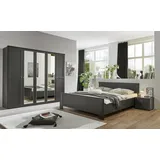 freiraum Komplettschlafzimmer Chalet, (4-teilig), (4-teilig) 2x Nachtkonsole, Doppelbett, Kleiderschrank, in Graphit