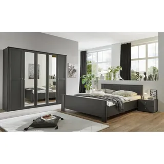 freiraum Komplettschlafzimmer Chalet, (4-teilig), (4-teilig) 2x Nachtkonsole, Doppelbett, Kleiderschrank, in Graphit