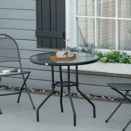 Outsunny Gartentisch Ø 80 x 72 cm schwarz