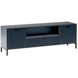 Lomadox Tv Lowboard in Indigo blau mit Rillenoptik 165 cm Lauro-161