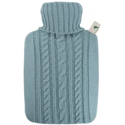 Wärmflasche Klassik 1,8 l mit Strickbezug pastell-blau 1 St