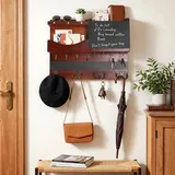 JKOKPMG Schlüsselbrett mit Ablage, Schlüsselbrett Holz mit 12 Haken Nutzt, Schlüsselanhänger Wand Key Holder Modern, Wandregal Schlüssel für Flur & Eingang
