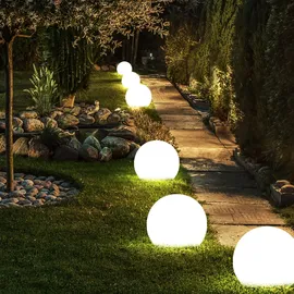 ETC Shop Solarleuchte Kugel Garten LED Gartendeko Kugelleuchte Solar 10 cm Solarkugel für Außen klein, Leuchtdauer ca. 6-8 Stunden, H 38 cm, 9er Set