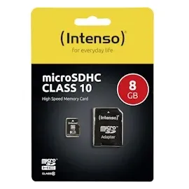 Intenso microSD Class 10 8 GB + microSD-Adapter