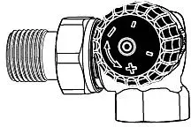 Heimeier Thermostat-Ventilunterteil 2340-01.000 DN 10, Winkeleck, Rotguss, rechts, geringer Widerstand