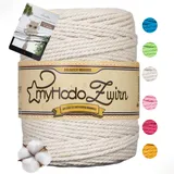 myHodo Premium Makramee Garn 3mm, Oeko-TEX Zertifizierte Baumwolle, Plastikfreie Verpackung - Makramee Baumwollgarn Ideal für Wandbehänge, Pflanzenträger & DIY Projekte (3mm x 135m)