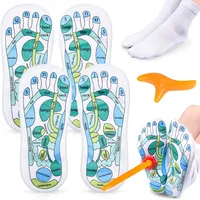Reflexzonen-Socken Acupressure socks Set, 2 Paar Akupressur Socken mit Massagestab für die Einfache Fußreflexzonenmassage Zuhause, für Eine Verbesserte Fußgesundheit (A)