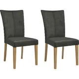 Esszimmerstuhl LEONIQUE "Vence", grün (waldgrün, eiche), B:46cm H:94,5cm T:59cm, Massivholz, Stühle, Esszimmerstuhl, mit Rautensteppung in der Rückenlehne, Beine aus massiver Eiche