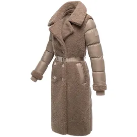 Navahoo Damen Langer Materialmix-Wintermantel warmer Plüschmantel aus angesagtem Materialmix und herausnehmbarem Einsatz mit Kapuze Kuscheltraum 14 Taupe Grey Gr. XL (42), beige Obermaterial 1: 100% Polyester. Obermaterial 2: 100% Nylon.
