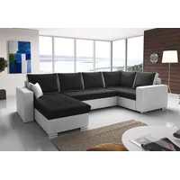 Fun Möbel Couchgarnitur FANO mit Schlaffunktion Otto..Links Weiss/ Schwarz