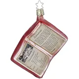 Inge-Glas® Christbaumschmuck Backbuch, Omas Backrezepte 11cm (1-tlg), mundgeblasen, handbemalt rot