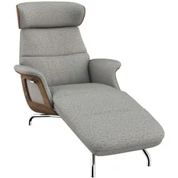 Loungesessel FLEXLUX "Clement Chaislongue, Relaxstuhl, Liegesessel", grau (sophisto grau), B:81cm H:102cm T:152cm, 100% Polyester, Sessel, Rücken- & Kopfteilverstellung, Armlehne, Walnuss, Fuß Alu