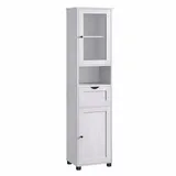 VASAGLE Badschrank 40 x 30 x 165 cm Weiß Holz/Kunststoff/Spanplatte
