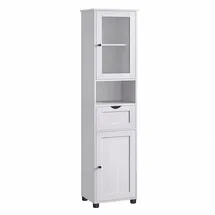VASAGLE Badschrank 40 x 30 x 165 cm Weiß Holz/Kunststoff/Spanplatte