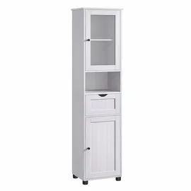 VASAGLE Badschrank 40 x 30 x 165 cm Weiß Holz/Kunststoff/Spanplatte